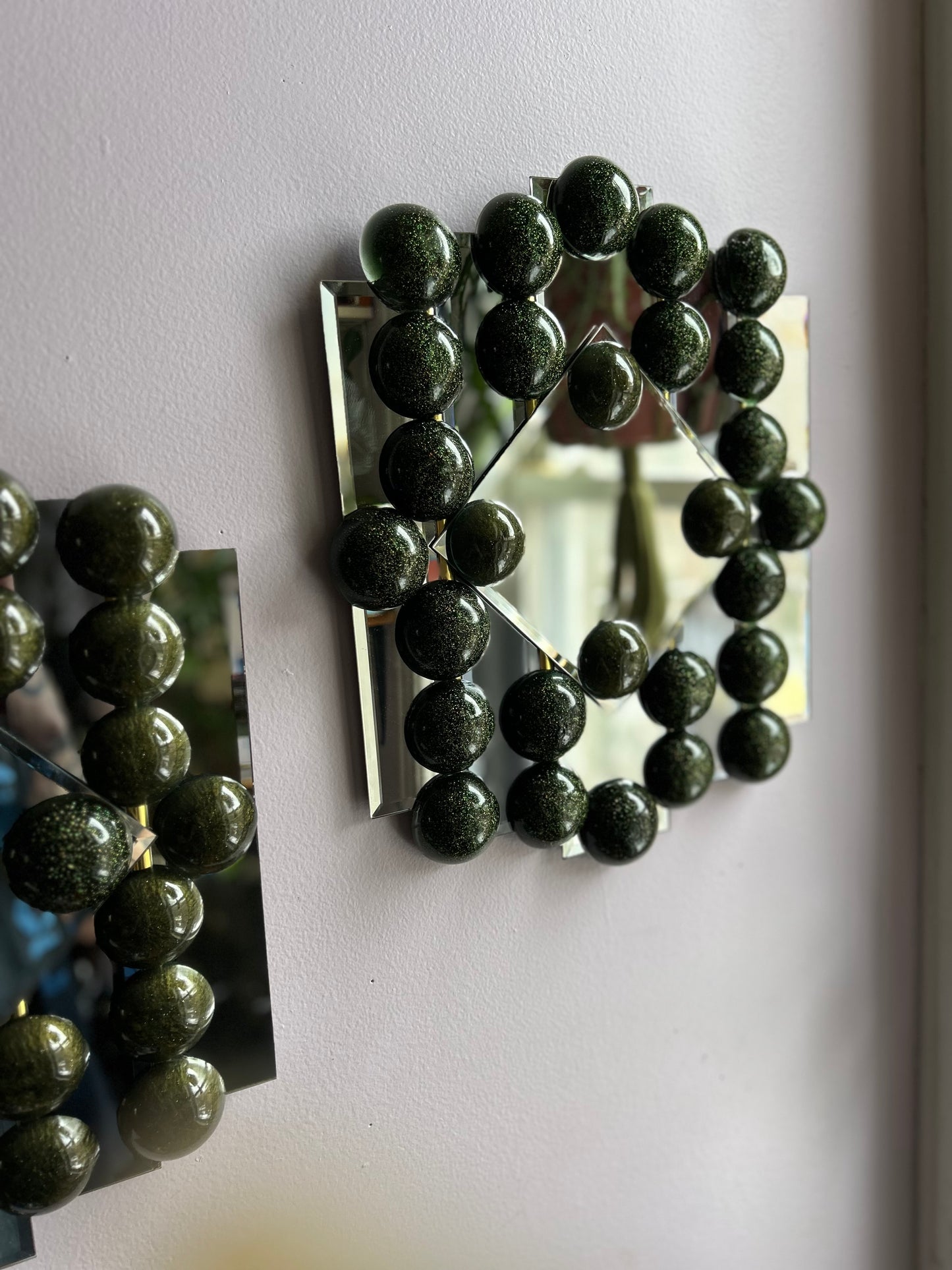 Dark Green Bubble Mirror