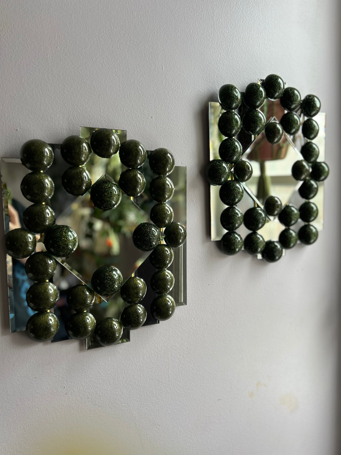 Dark Green Bubble Mirror